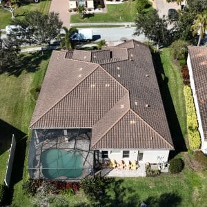 Drone Shot of roofs in a community