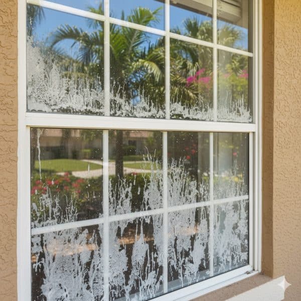 Hard Water Stains on Residential Window