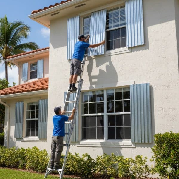Hurricane Shutter Install on Two Story Home