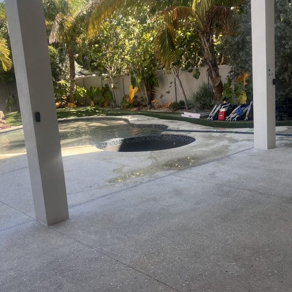 Pool deck after hurricane
