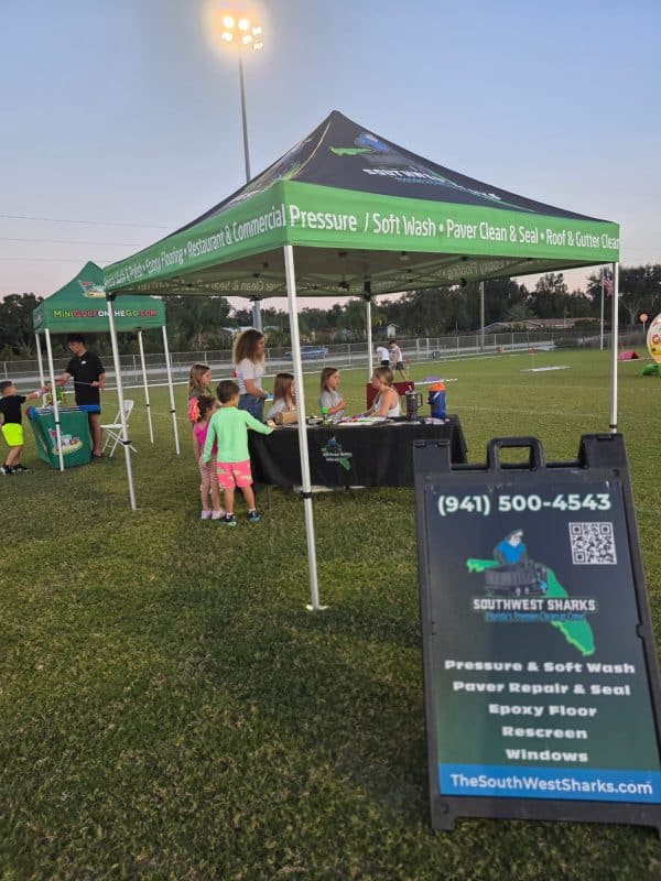 Sarasota Sun Devils the SW Sharks sponsor tent