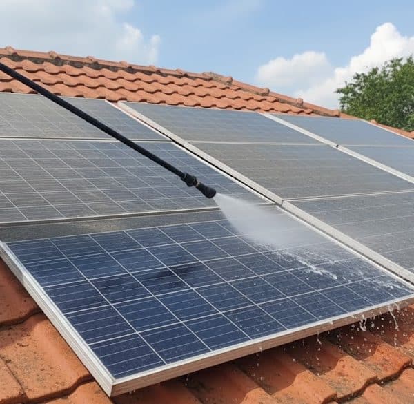 solar panel cleaning with pressure washer